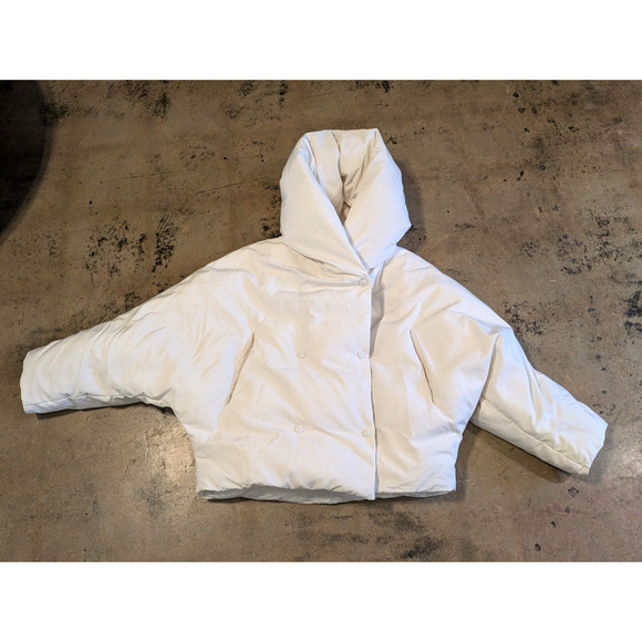 BA&SH Puffer Jacket Kali Double Breasted Hooded Cream Size 2 Oversized Designer - Picture 4 of 14